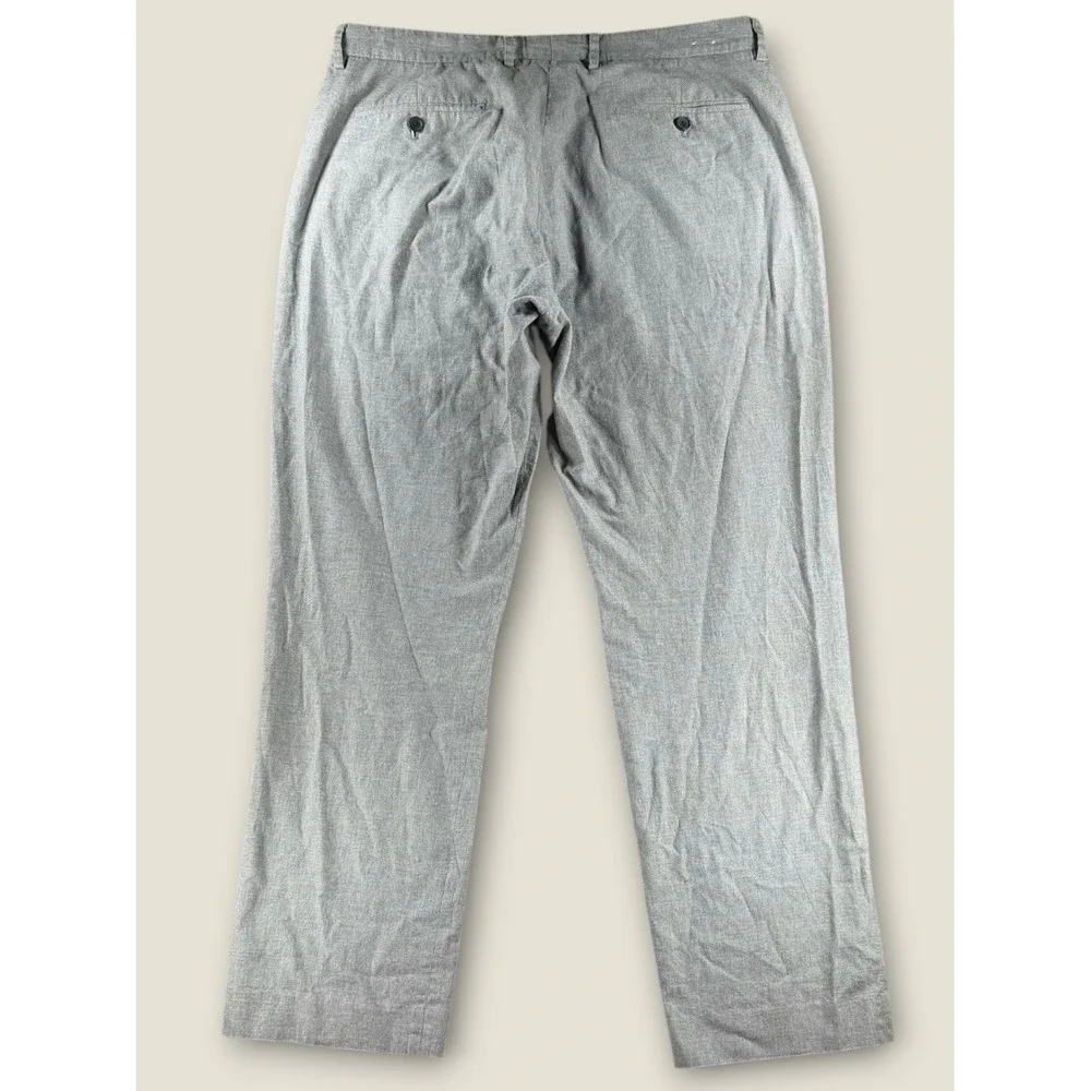 J.Crew Bedford Mens Gray 100% Cotton Flat Front Chino Pants W35 L32 F3996